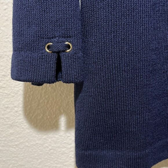 Vintage ST. JOHN by Marie Gray Y2K Lace-up Grommet Knit Navy 3/4Sleeve Sweater 6 - Picture 5 of 9